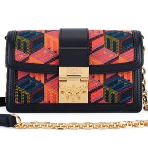 MCM Gretl Cubic Logo Jacquard/Leather Crossbody